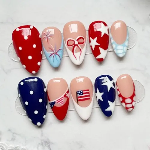 30 Piezas De Uñas A Presión Con El Tema Del Día De La Indepe Yj019130 Pieces/box