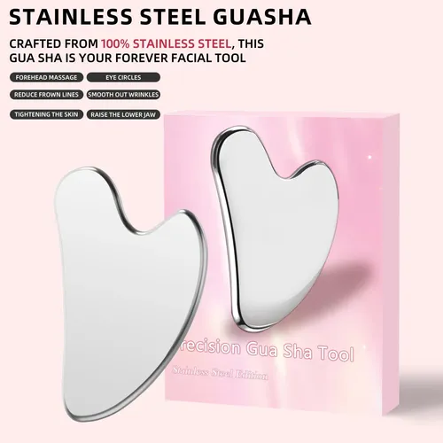 Guasha Facial Metal Para Rostro Y Cuerpo Con Estuche
