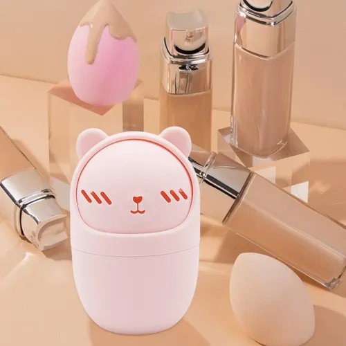 Soporte De Silicona Para Esponja De Maquillaje, Estuche Rosa