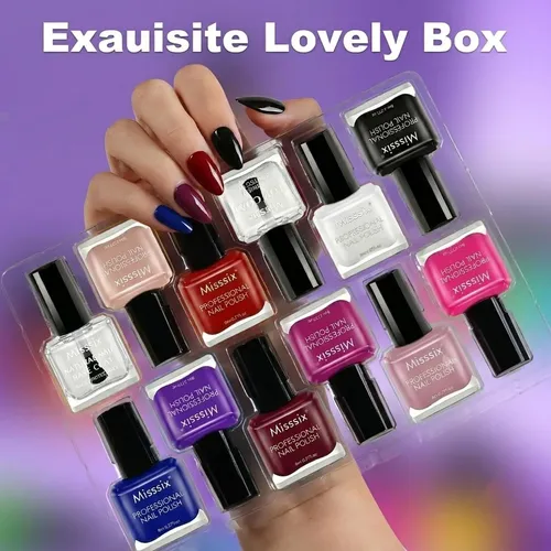 Set De 12 Esmaltes Misssix Con Base Y Top Coat