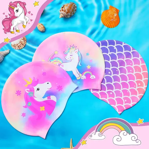3 Piezas Gorro De Baño Para Niños Gorro De Baño Impermeab…