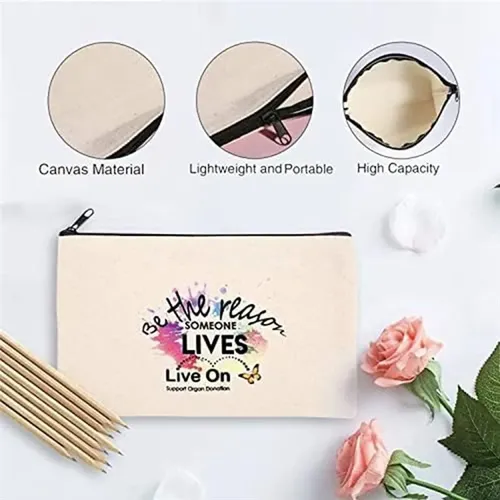12 Bolsas De Lona En Blanco, Estuches Para Lápices, Bolsas De Maquillaje De Lona, Lisas