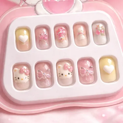 Set De Uñas Postizas Para Niñas Kuromi Melody Kitty