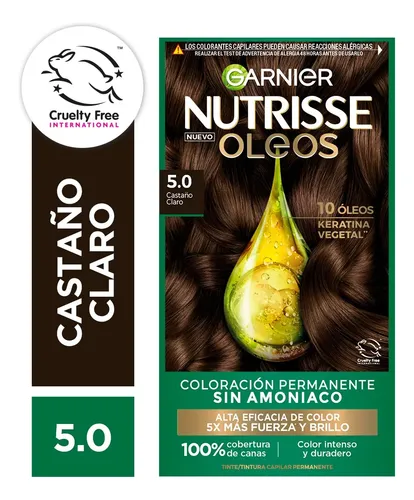 Kit De Tintura Permanente Garnier Nutrisse 5.0 Castaño Claro