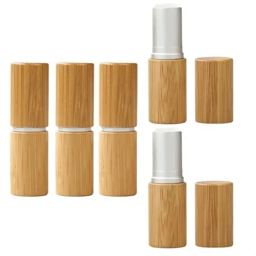 Envase De Bálsamo Labial Con Tubo De Lápiz Labial De Bambú V