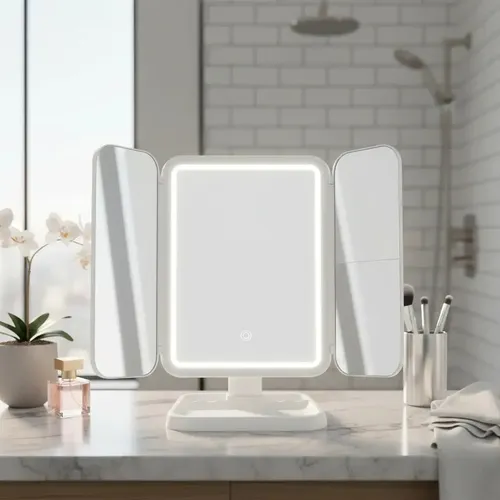 Maquillaje Espejo Led Recargable 3 Modos De Aumento 1x 2x 3x