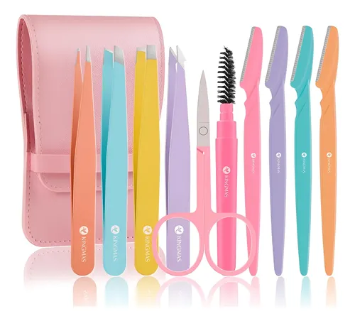 Set De 10 Pinzas De Precisión Kingmas Para Cejas Y Vello