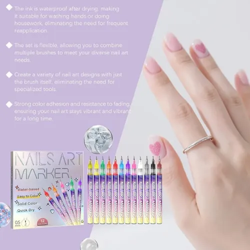 Set De Lápices De Uñas 2026, 12 Colores Brillantes, Punta De