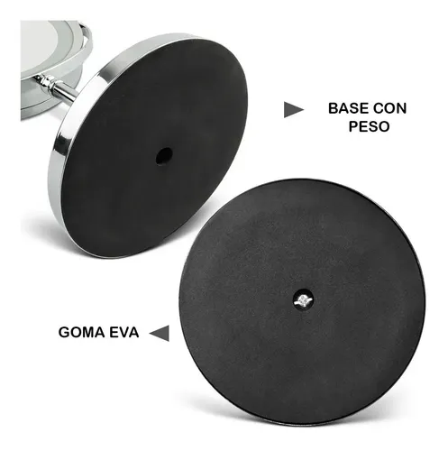 Espejo De Pie Iluminación Led Aumento 10x 1x Reversible 360