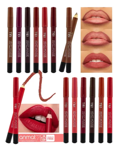Tei Lapiz Delineador Labios Velvet Mousse Waterproof Pack 12
