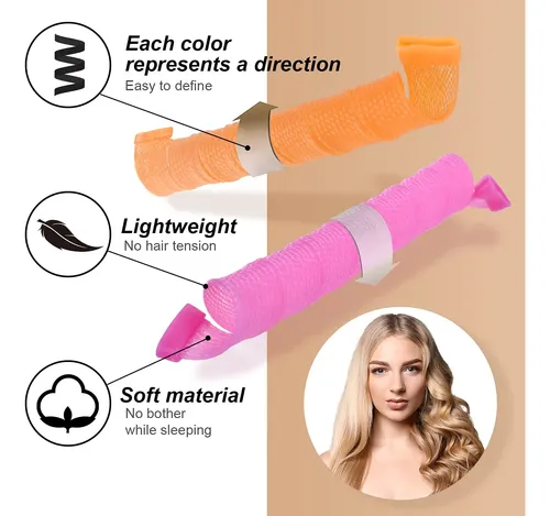 Rizadores En Espiral Sin Calor Kufun Para Cabello Largo Negro