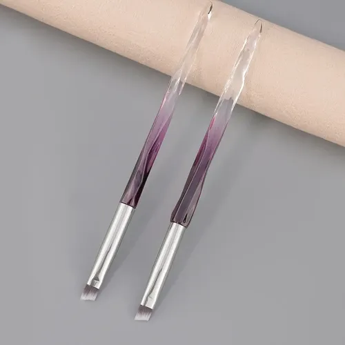 2 Pincel Angular Para Cejas Con Cristales Diamante (morado)
