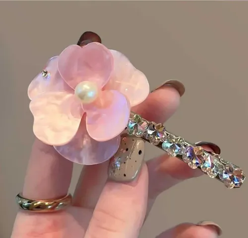 Pinza De Cabello Con Diseño Floral, Accesorio Femenino