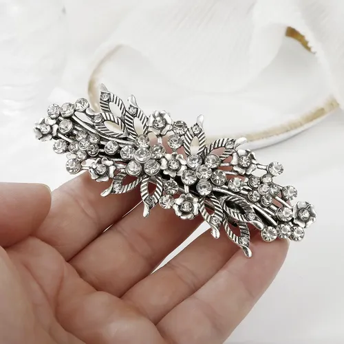 Pinza De Pelo De Plata Antigua, Duradera Y Elegante