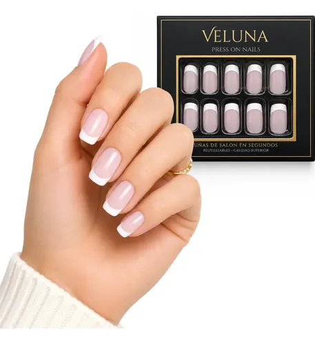 Uñas Press On Veluna – Soft Gel – Francesitas Clásicas 30u Cuadradas – Clásica Redondeada