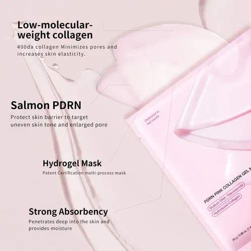 Mascarilla De Gel De Colágeno Rosa Pdrn, Reparadora E Ilumin