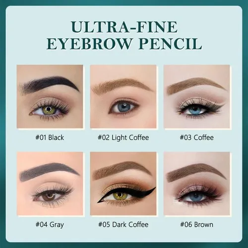 Lápiz De Cejas Feicuiyun 5pcs Impermeable Ultrafino Negro