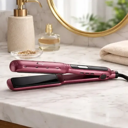 Plancha Duga Sw-207 Profesional Cabello Lacio Anti Frizz Color Rojo Metalic