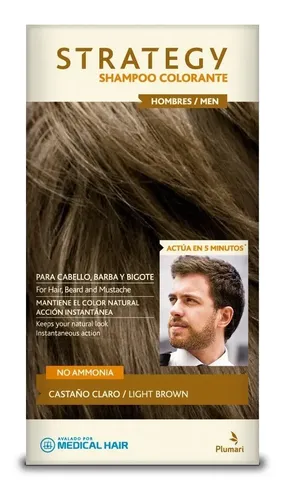 Shampoo Colorante Strategy Men Cabello, Barba Y Bigote 5 Min