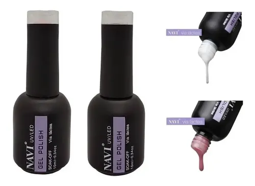 Kit X2 Gel Uv Led Esmaltado Semi Navi V. Lactea Blanco+ Rosa