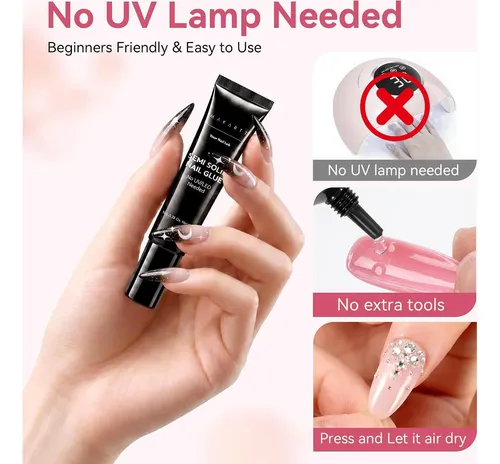 Kit De Uñas Postizas Makartt: Pegamento Semisólido Y