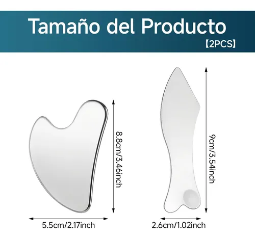 Gua Sha De Acero 2 Piezas, Masaje Facial, Masajeador Facial