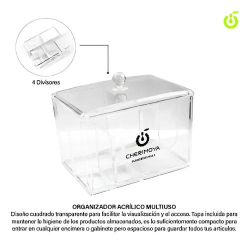 Organizador De Maquillaje Porta Brochas Acrilico Cherimoya Transparente