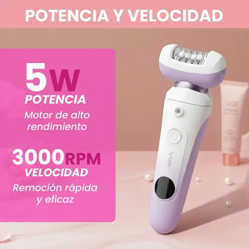 Depiladora Eléctrica Con Masajeador 5 En 1 Vgr V-750 Ipx7 Violeta