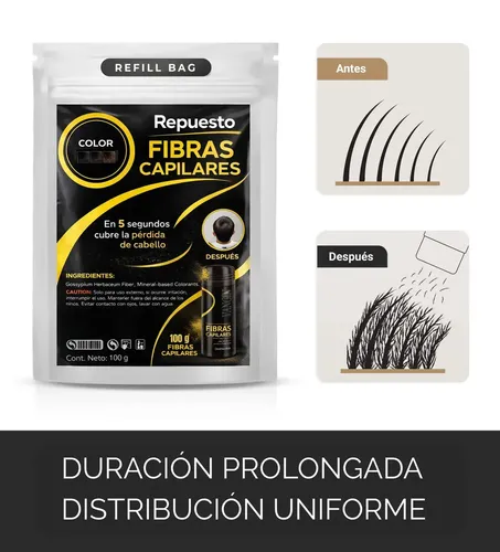 Repuesto Fibras Capilares Beauty Choice Castaño Medio 100g Racarga