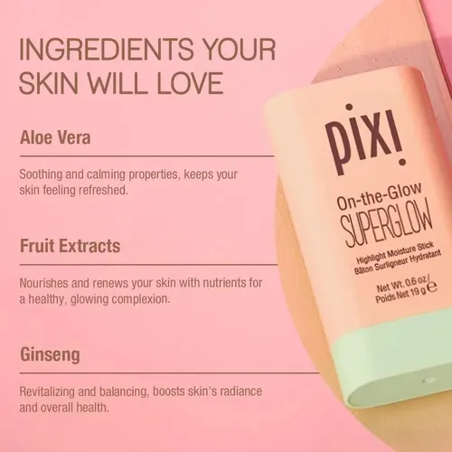 Pixi | On The Glow Superglow | Iluminador En Barra Tono del maquillaje PetalDew