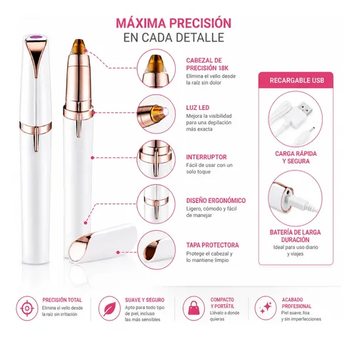 Depilador Facial Eléctrico Mujer Cejas Sin Dolor Usb