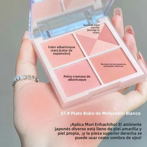 Paleta De Rubor 4 Tonos Naturales Y Saludables Para Rostro