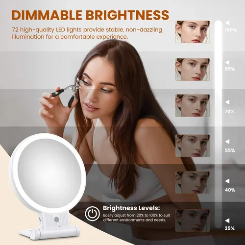 Espejo De Maquillaje Con Luz Led De Aumento De 1x/30x