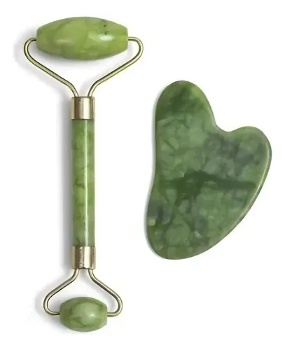 Nuevo Rodillo De Piedra De Jade Con Placa Frontal Guasha De