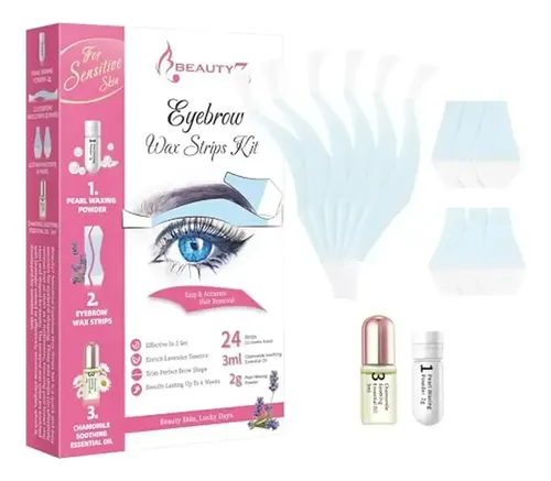 Kit De Tiras De Cera Para Cejas Sensibles Beauty7, 24 Tiras