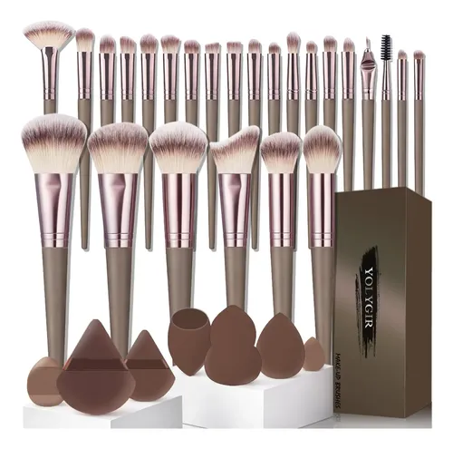 Set De Brochas De Maquillaje Yolygir 32 Unidades Marrón