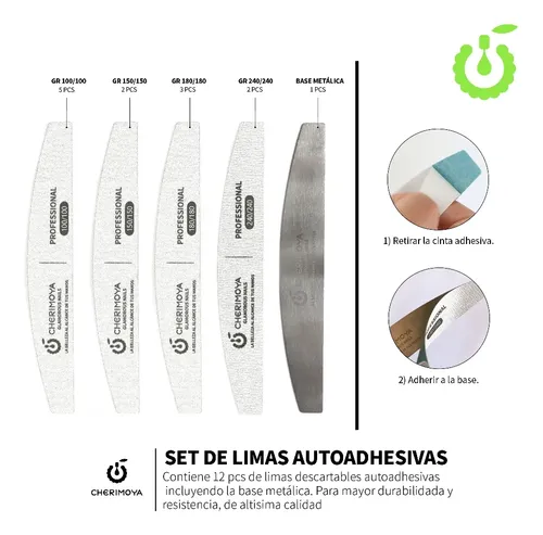 Set Lima Metálica +12 Limas Autoadhesivas Repuesto Cherimoya