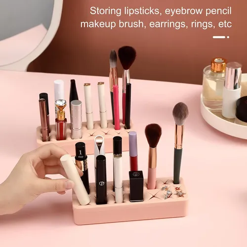 Organizador Silicona Base Porta Labial Pinceles Maquillaje