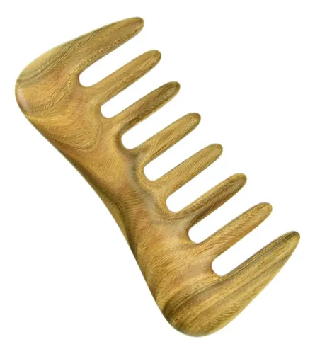 Peineta Verde De Dientes Anchos, 1 Pieza, De Madera