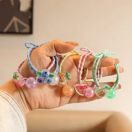 Cintas Para El Pelo Con Frutas Para Cola De Caballo, Pinzas  Rosa Claro