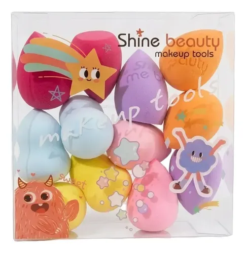Maquillaje Box De Esponjas De Latex X 12 Pcs Multicolor Grande