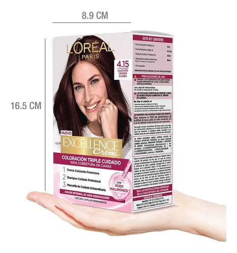 Kit Tintura Excellence Creme Tono 4.15 Castaño Cenizo Caoba