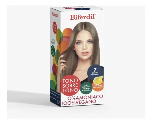 Kit Tintura Coloracion Tono Sobre Tono Biferdil 154gr Tono 7 Rubio Mediano