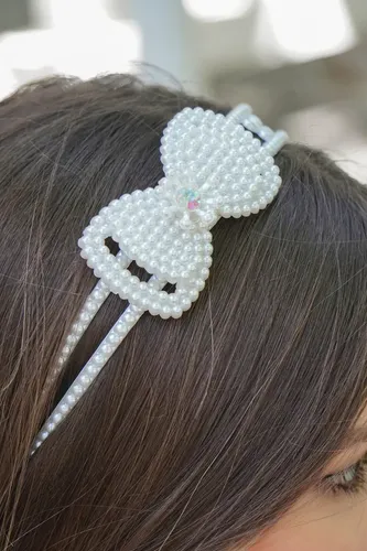 Vincha Pelo Fiesta Novia Tiara Perlas Strass Dorado Plateado Color Perlas Moño
