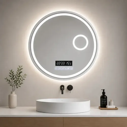 Espejo Redondo Con Parlante Led 60cm Lupa Frío Cálido Bluetooth