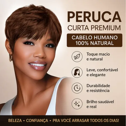 Peluca Corta De Cabello Natural Humana Linda