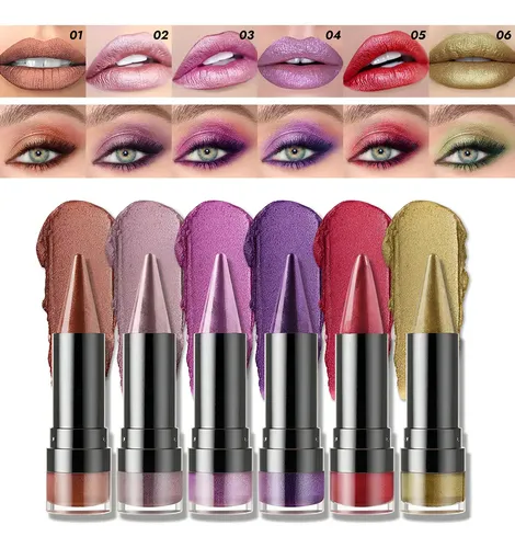 6 Unidades Labial Labial Young Vision Shiny Smooth Metal Glo