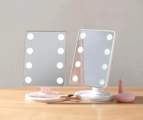 Espejo Para Maquillaje Luz Led 3 Cambios Rotación 360 Grados