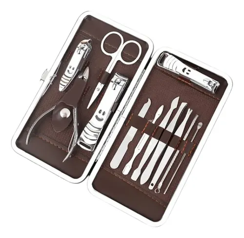 Set Manicura Pedicura 12 Piezas De Acero Inox En Estuche