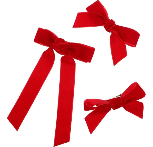 3 Lazos De Pelo Rojo Para Niñas, Con Cola Larga, Lazo